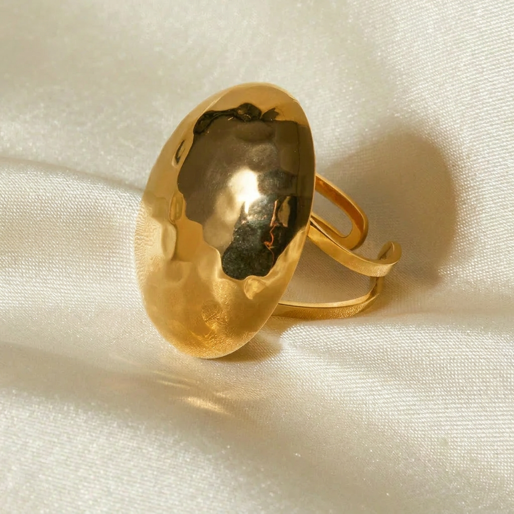 18K Gold Plated Stainless Steel Oval Jewelry Ring