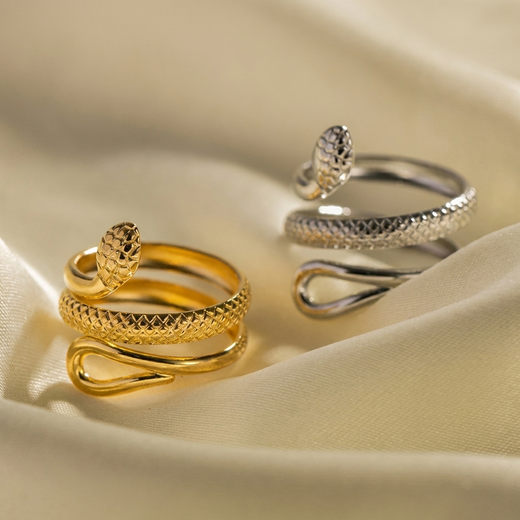 Gold Plated Stainless Steel Snake Design Ring