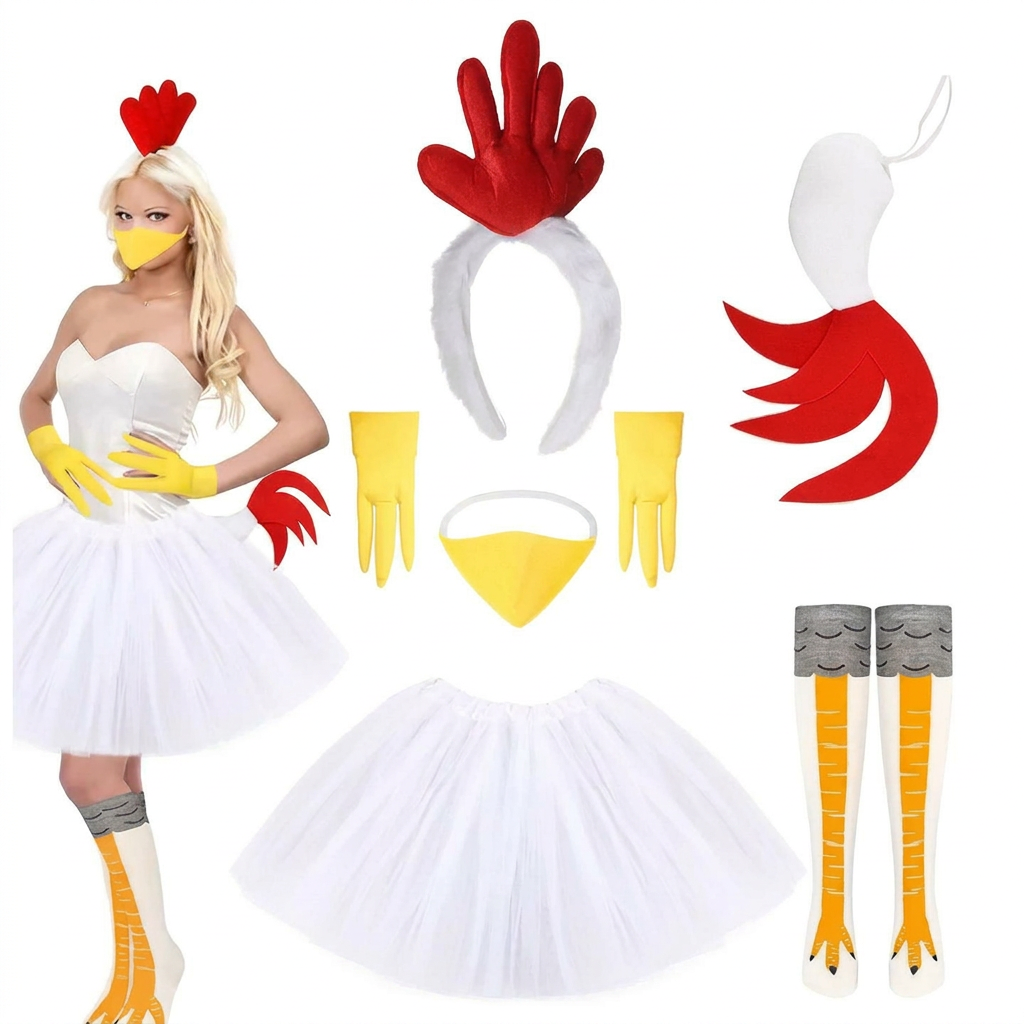 Carnival Chicken Costume | Complete 8-Piece Cute Chicken Look