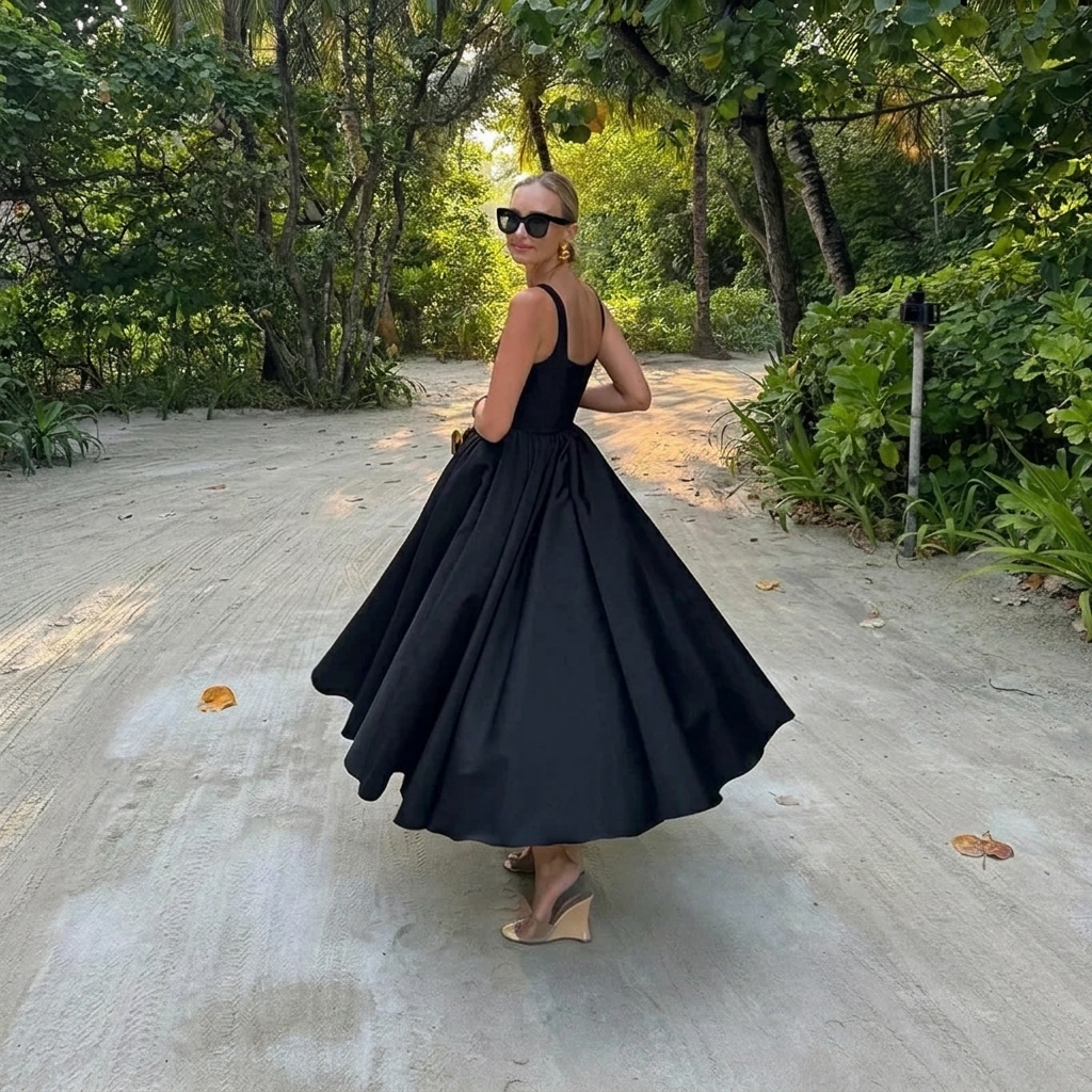 Elegant Dress with High Waist