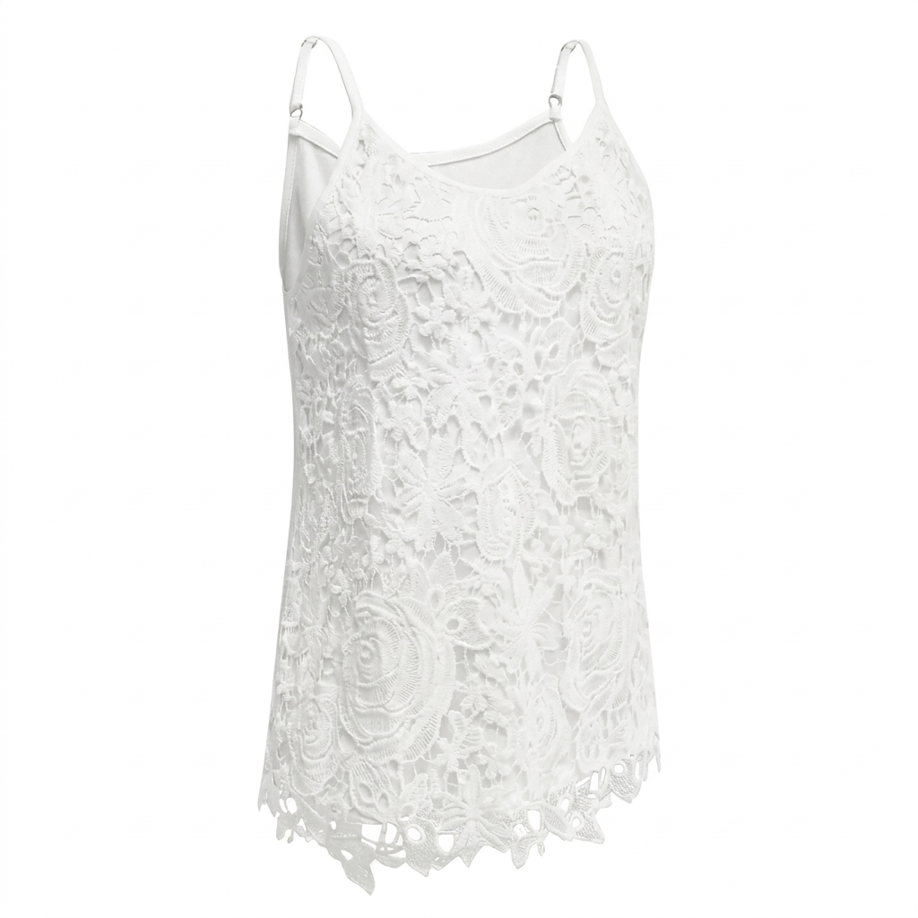 Ladies Lace Tank Top with V-Neck