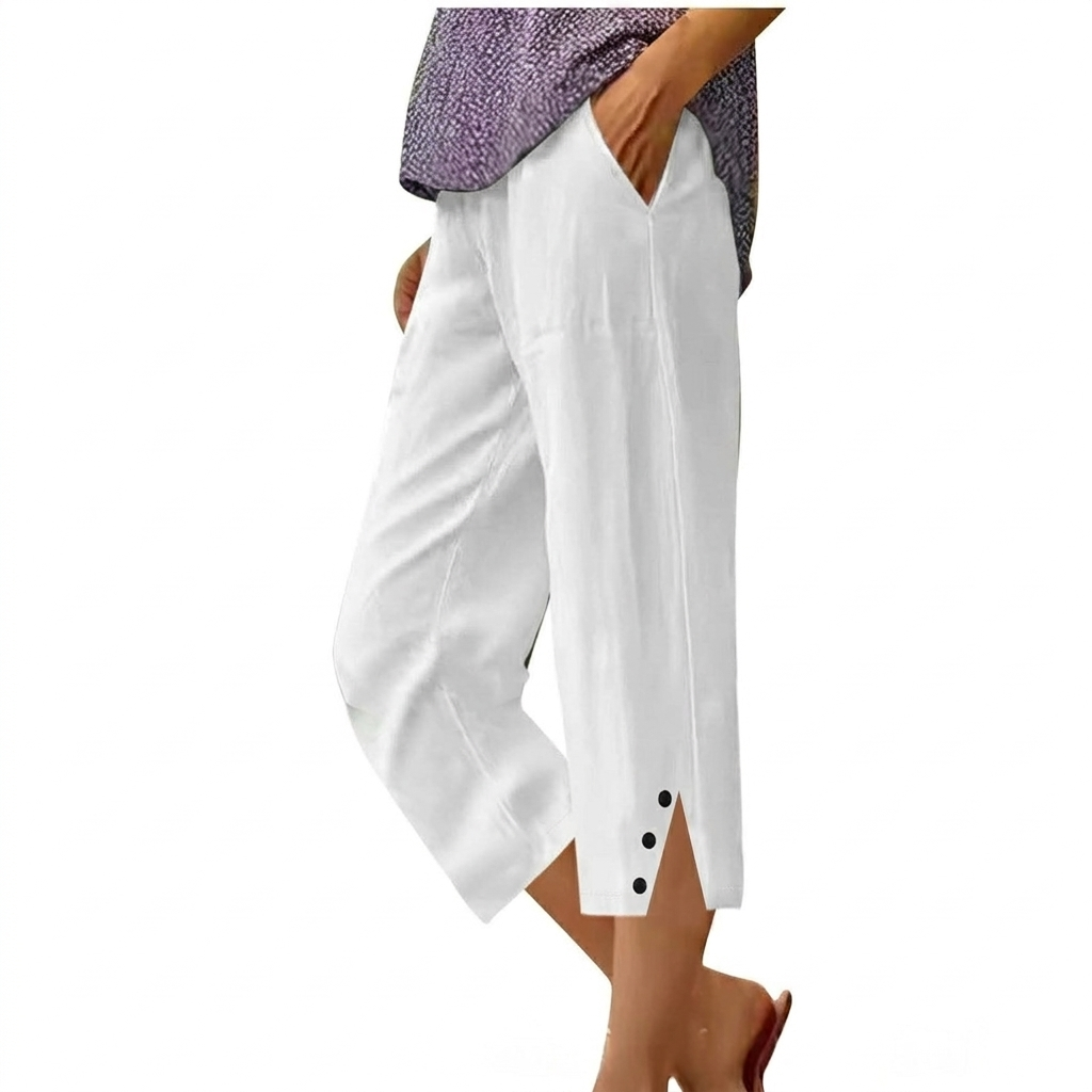 High Waist Women's Loose Fit Casual Trousers with Pockets