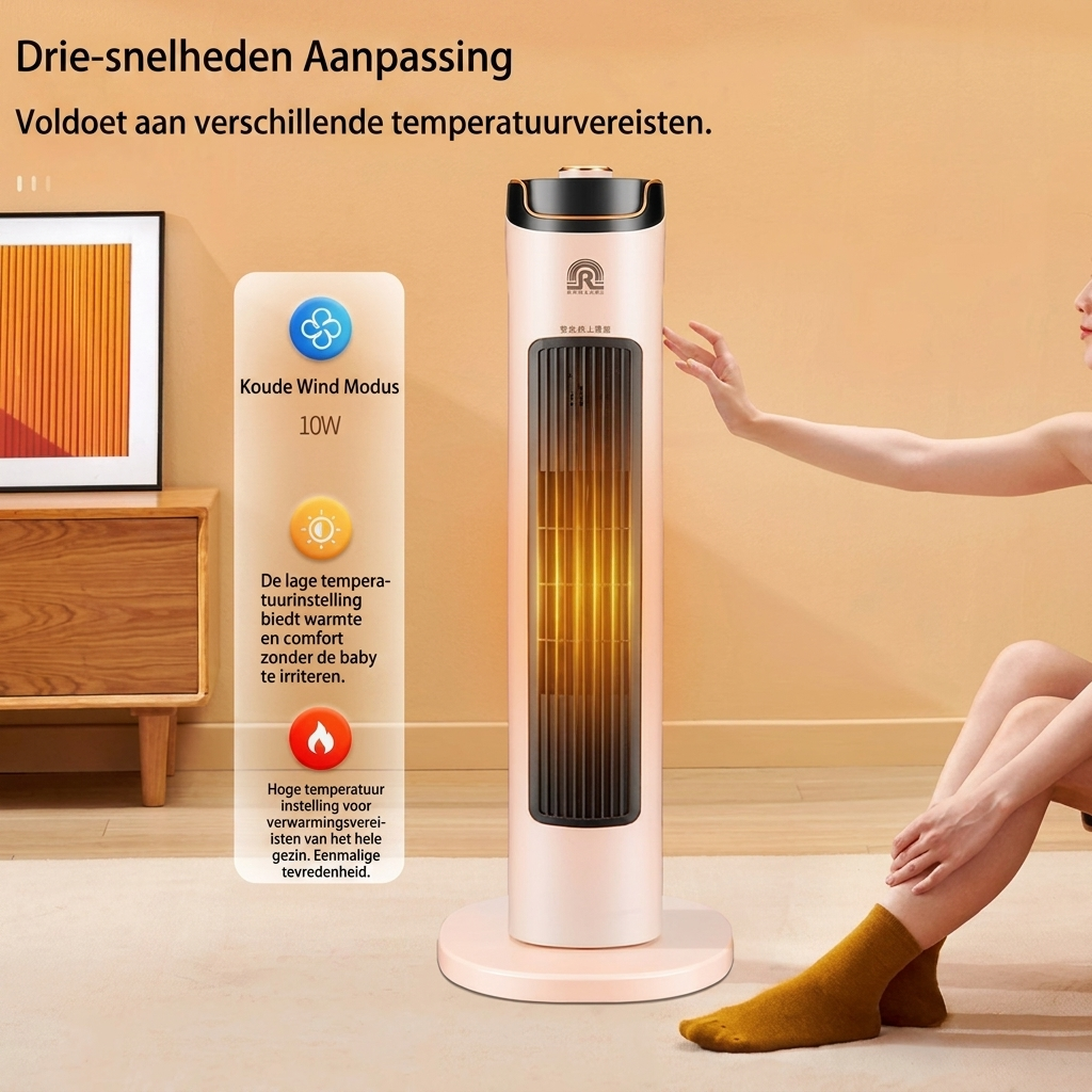 Tragbarer Vertikallüfter mit Direktheizung
