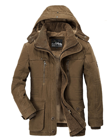 Men's Winter Jacket with Hood and Fleece Lining - Tirso