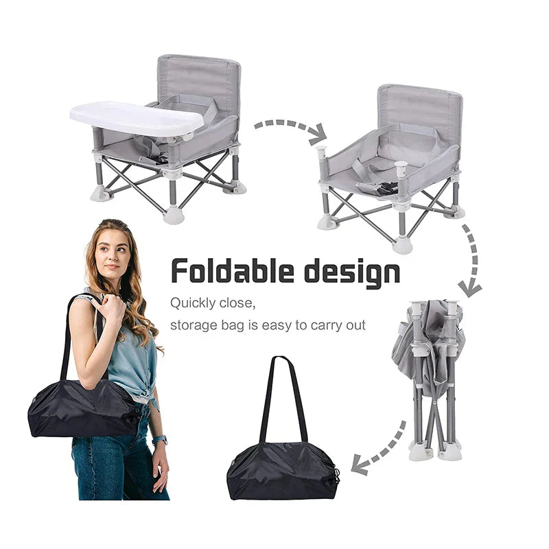Silla alta plegable portátil - Cómoda - Ahorra espacio - Ideal para viajar
