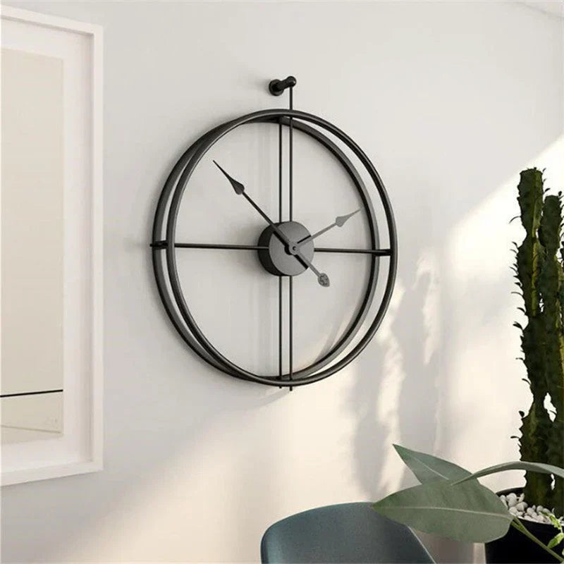 IronClock Black - Μινιμαλιστικό μεγάλο μεταλλικό ρολόι τοίχου - Κομψό και διαχρονικό