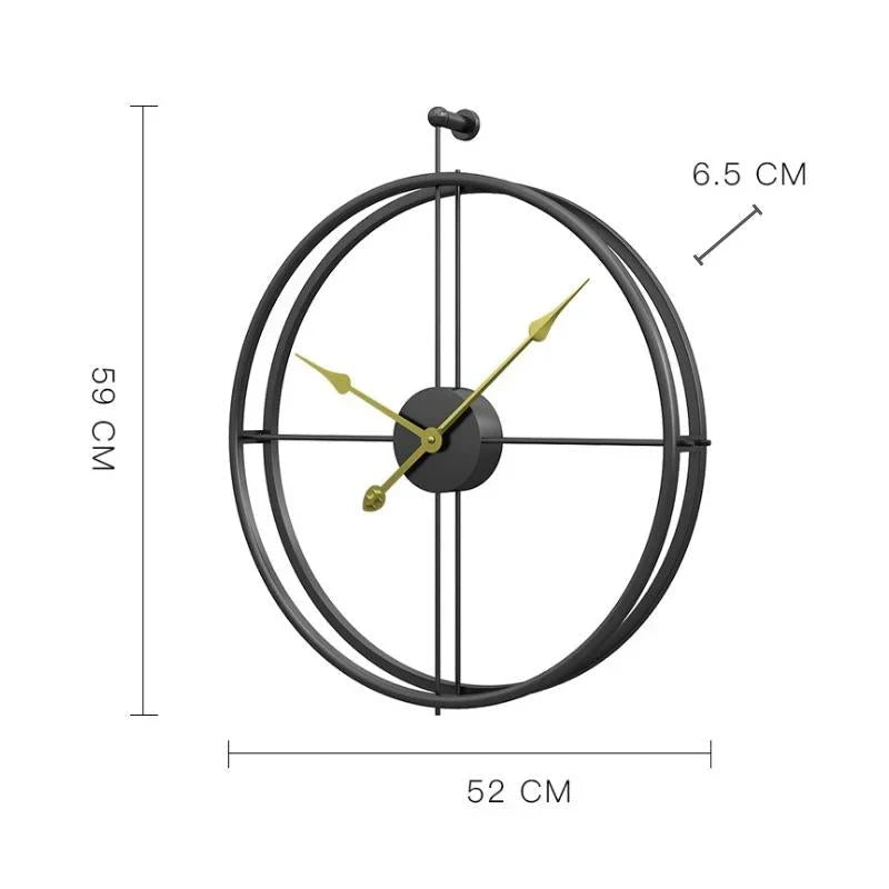 IronClock Black - Μινιμαλιστικό μεγάλο μεταλλικό ρολόι τοίχου - Κομψό και διαχρονικό
