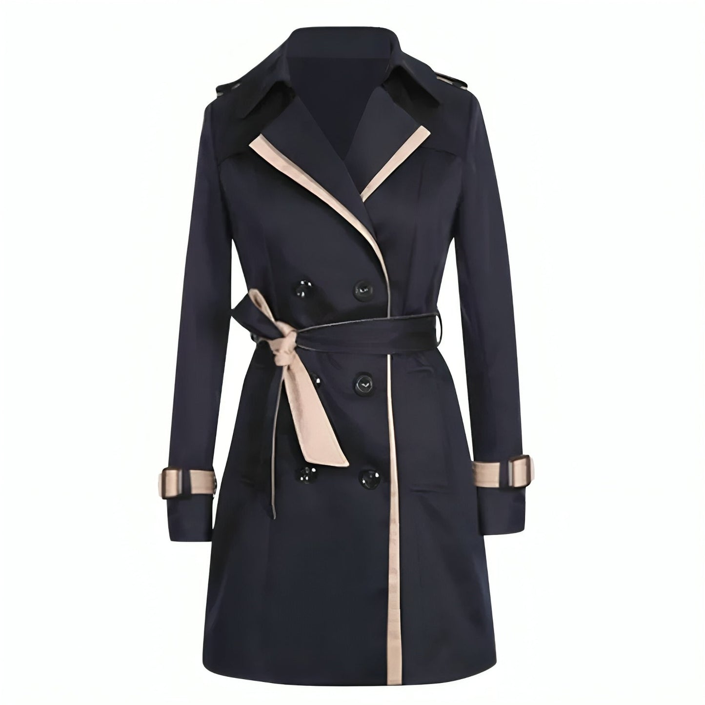 Isabel | Long women's trench coat with wrap and buttons