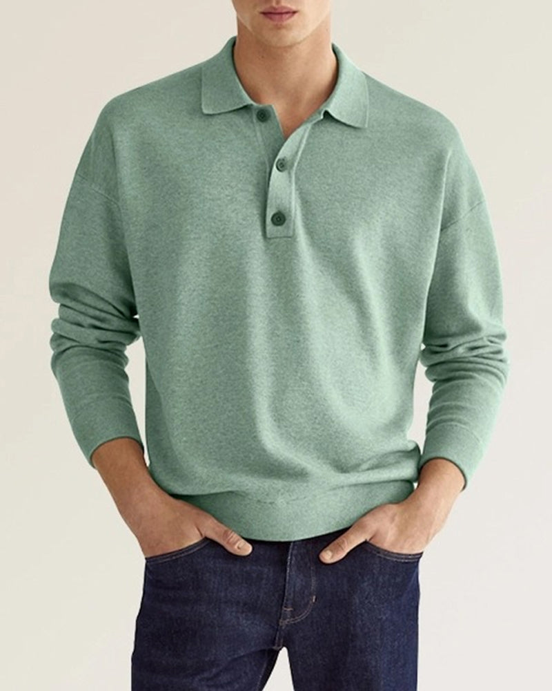 Jantje | Men's Polo Shirt with Long Sleeves and Button Closure