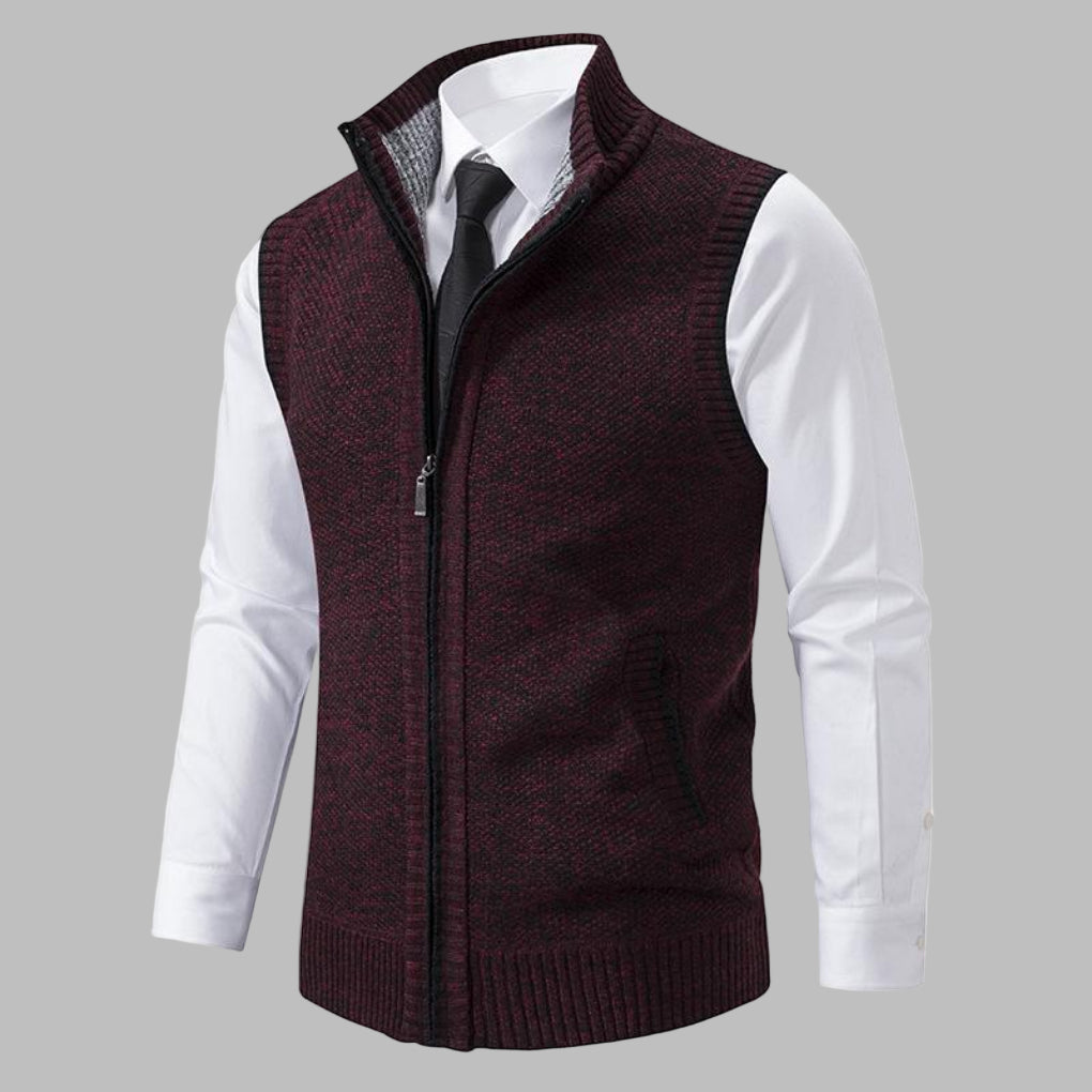 Classic Knitted Zip-Up Gilet for Men