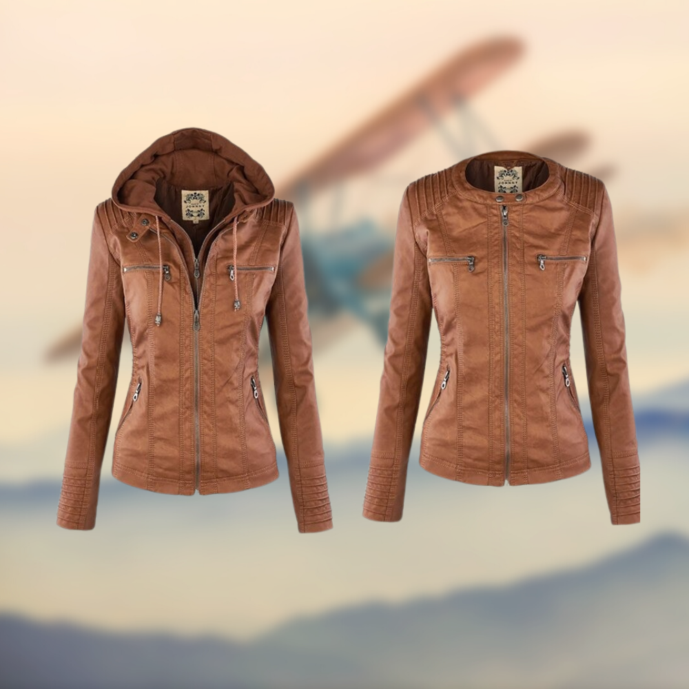 Elegante, taillierte Biker-Lederjacke für Damen