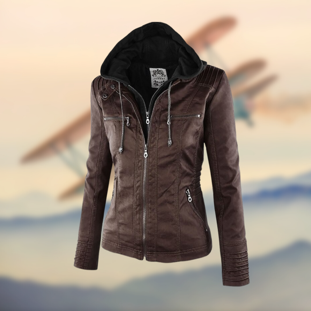Elegante, taillierte Biker-Lederjacke für Damen