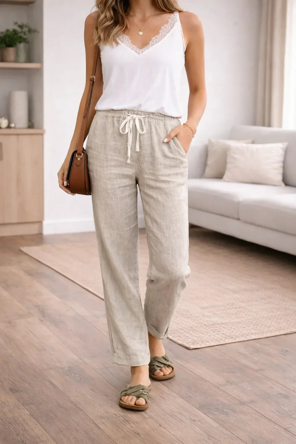 Pantalon à jambes larges taille haute