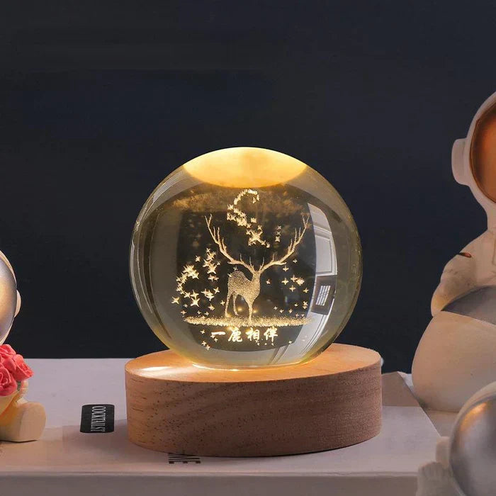 3D φωτιστικό φεγγάρι με διακοσμητικό αστροναύτη και ζεστό νυχτερινό φωτισμό LED