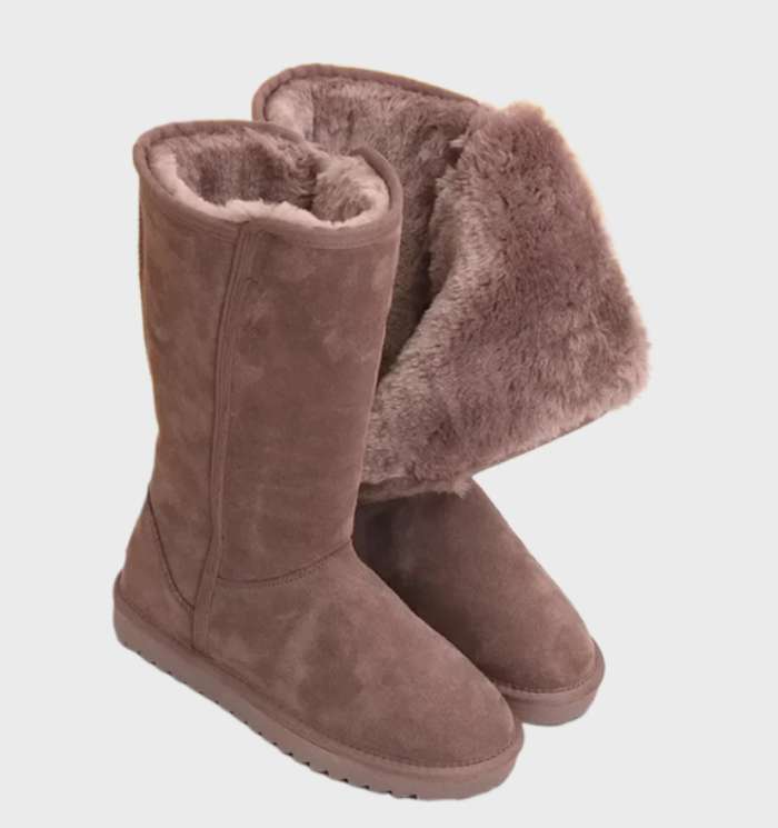 Nina | Warm and waterproof suede sheepskin boots with zip