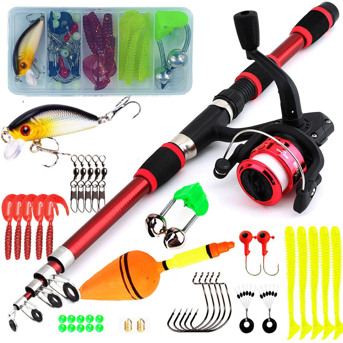 1.8m Telescopic Fishing Rod with Reel and Accessories