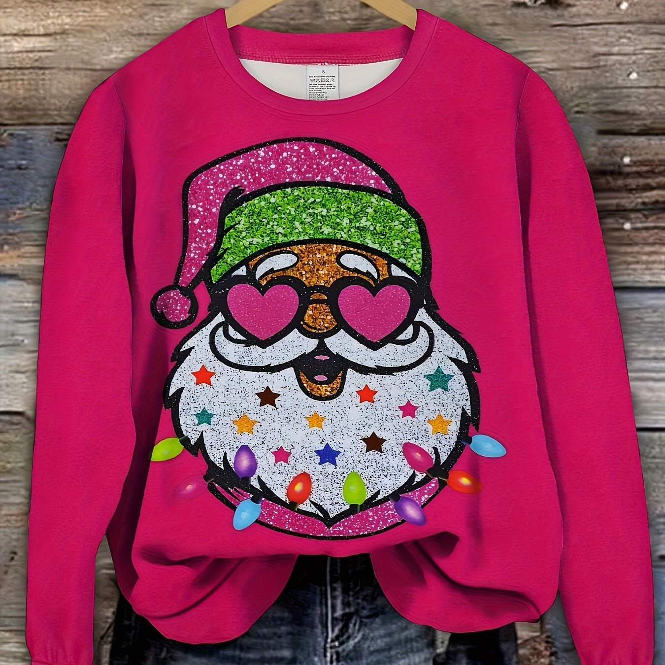 Rose | Pull de Noël en maille respirante avec impression 3D du Père Noël