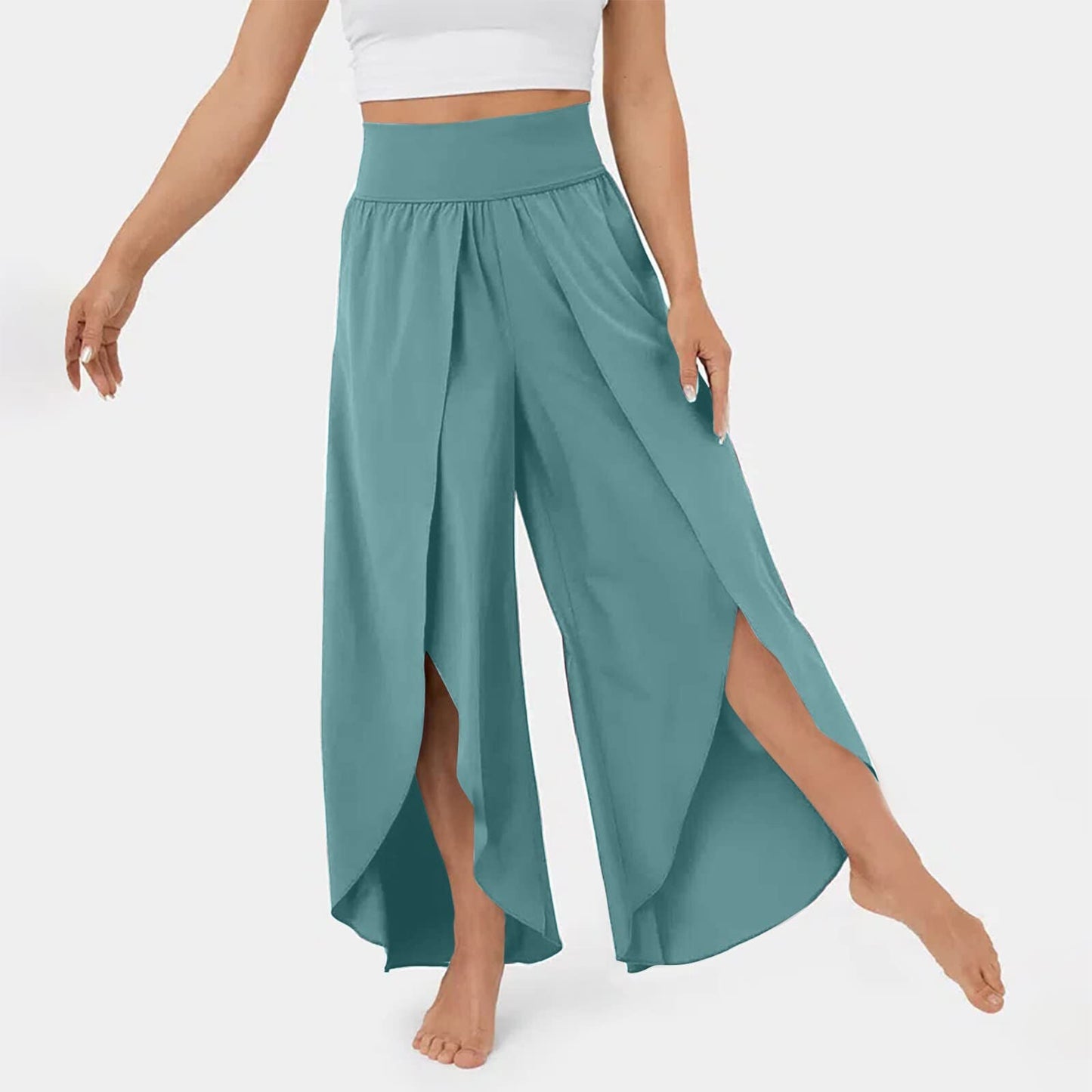Waist Palazzo Trousers with Flowing Legs