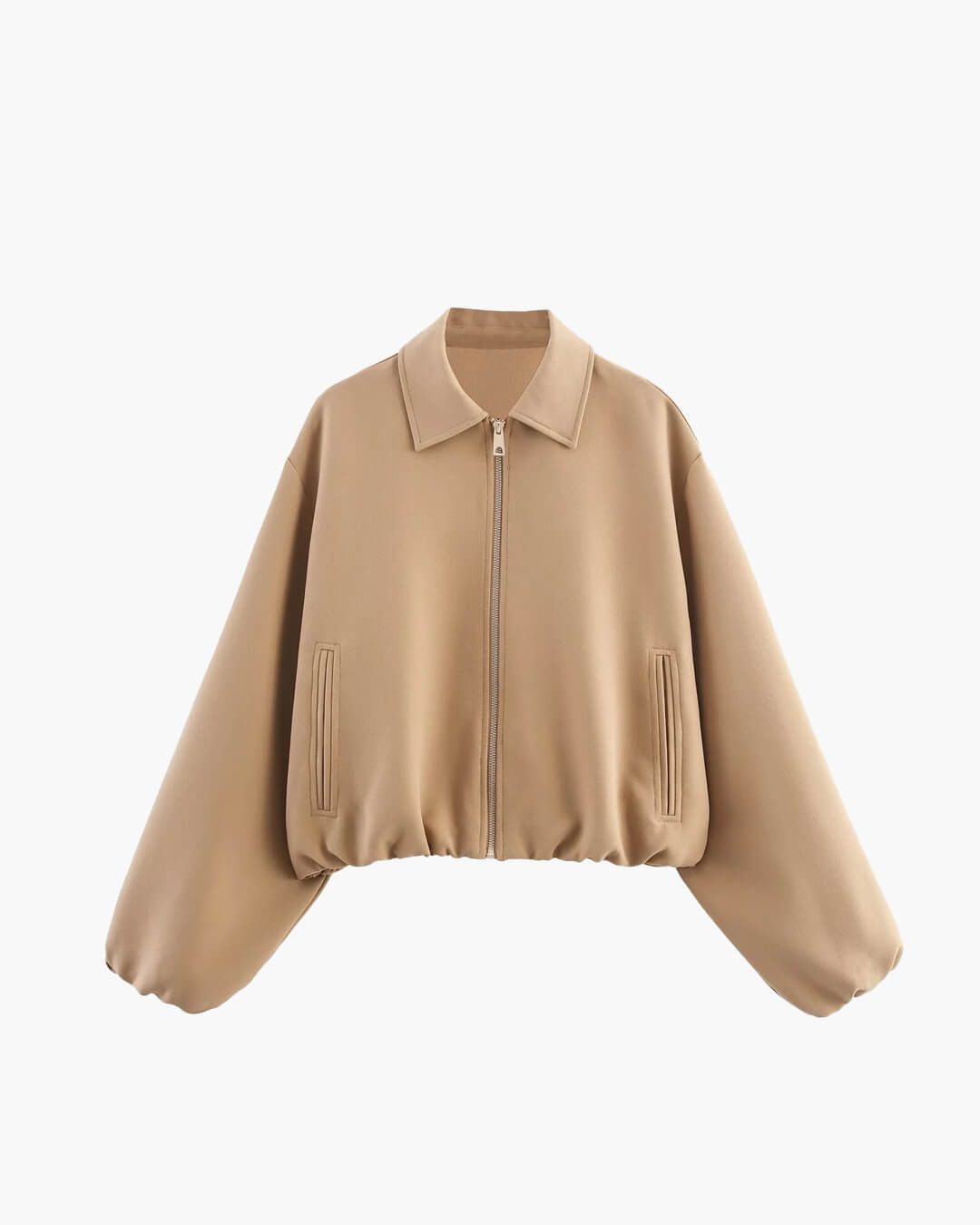 Veste bomber courte pour femme avec fermeture éclair et ourlet élastique