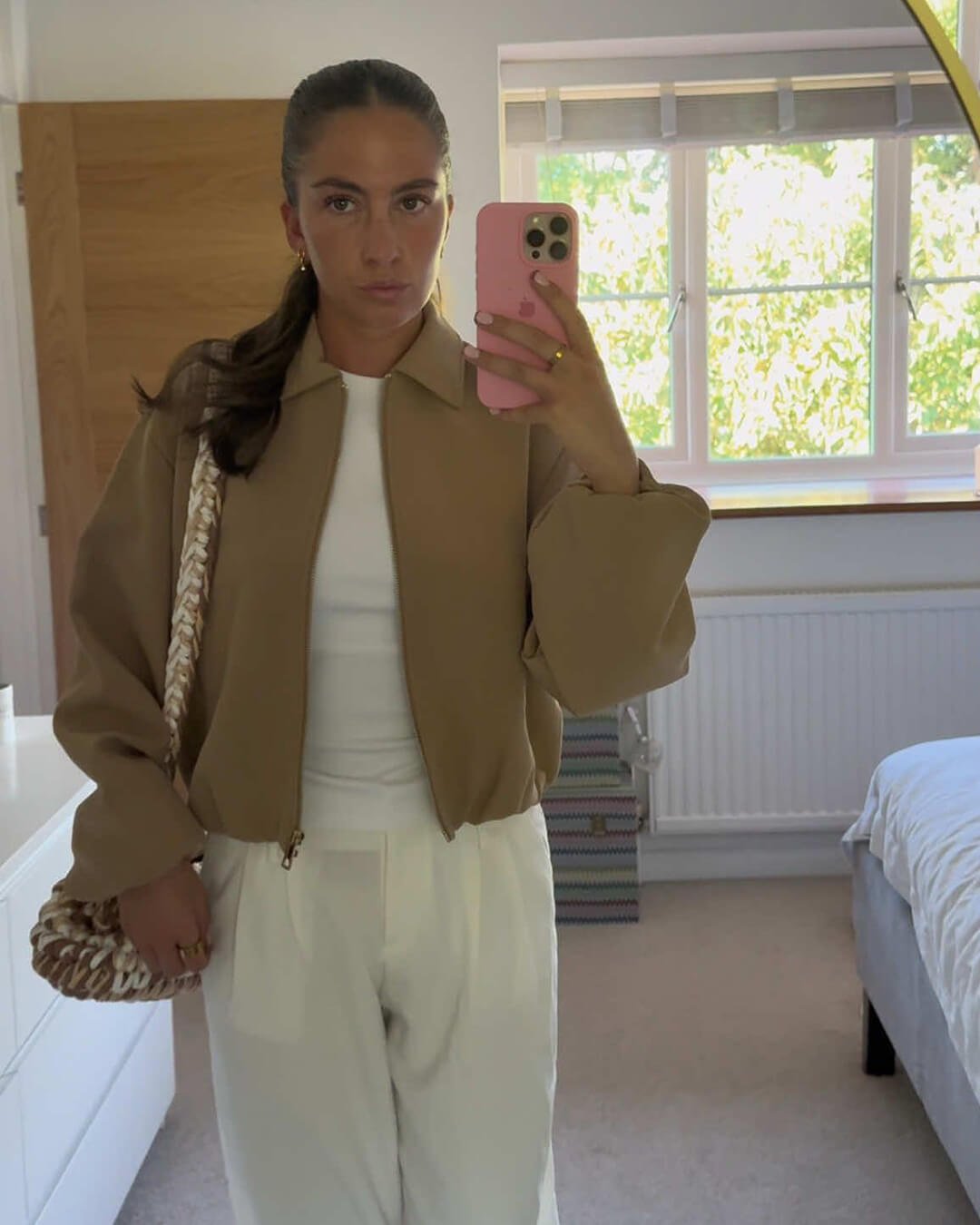 Veste bomber courte pour femme avec fermeture éclair et ourlet élastique