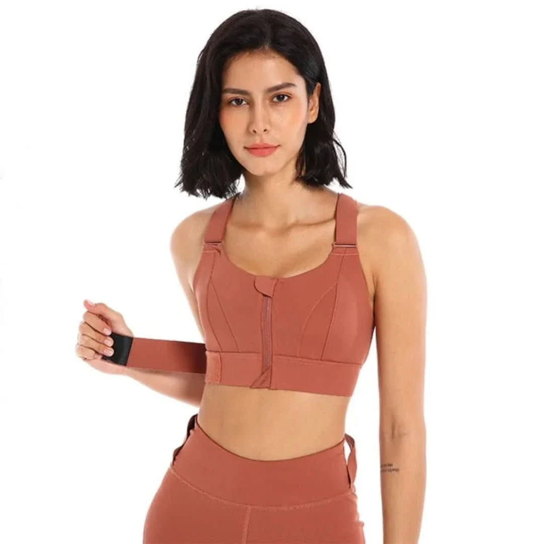 Sports Bra | Zip Closure & Anti-Bounce