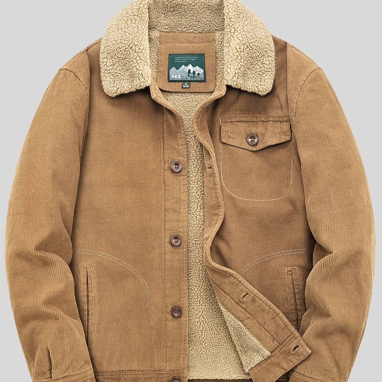 Sven | Veste pour homme en velours côtelé chaud en polaire avec boutons