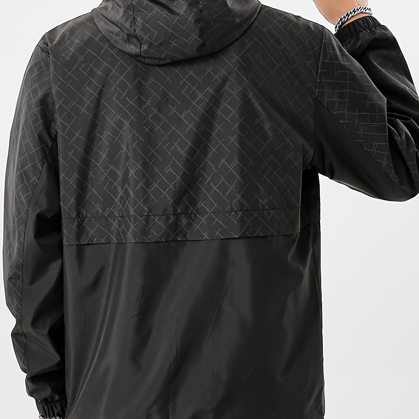 Tim | Coupe-vent léger pour homme avec motif à carreaux et capuche