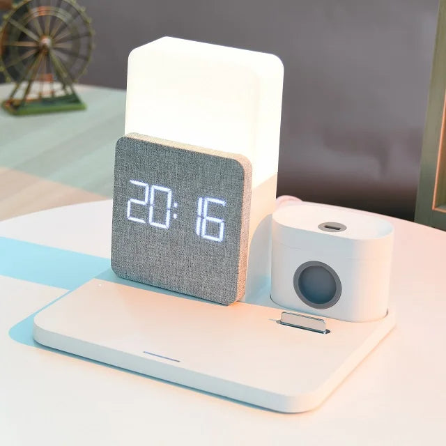Multi-Functional Wireless Charging Station – Includes Lamp and Alarm Clock
