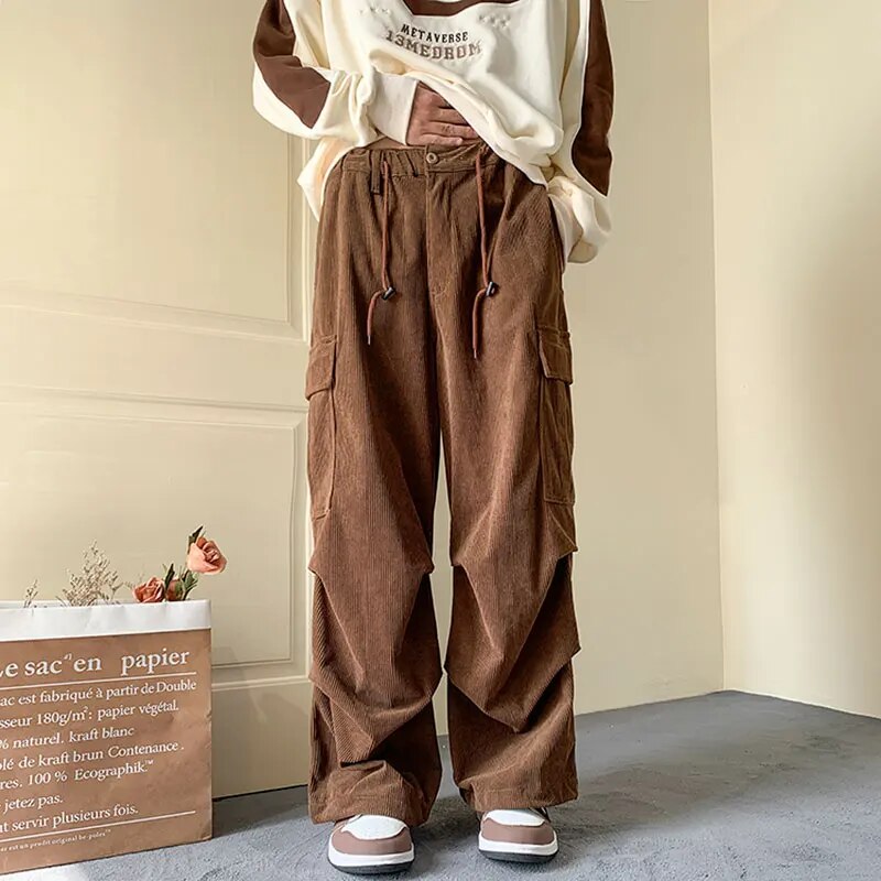 Yusuf | Pantalon cargo ample en velours côtelé pour homme