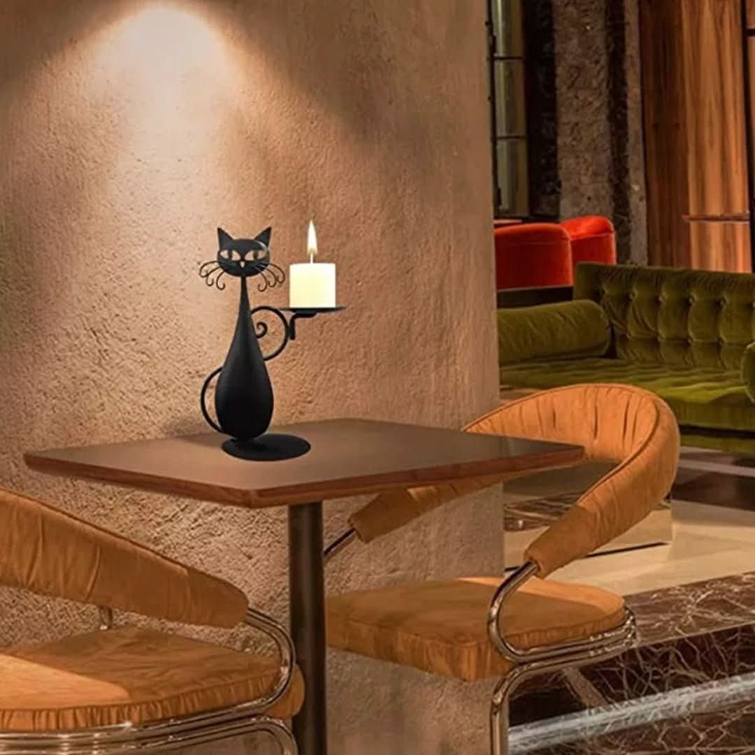 Gato negro | Portavelas