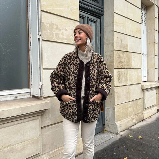 Dyosa - Chaqueta elegante con estampado de leopardo para mujer