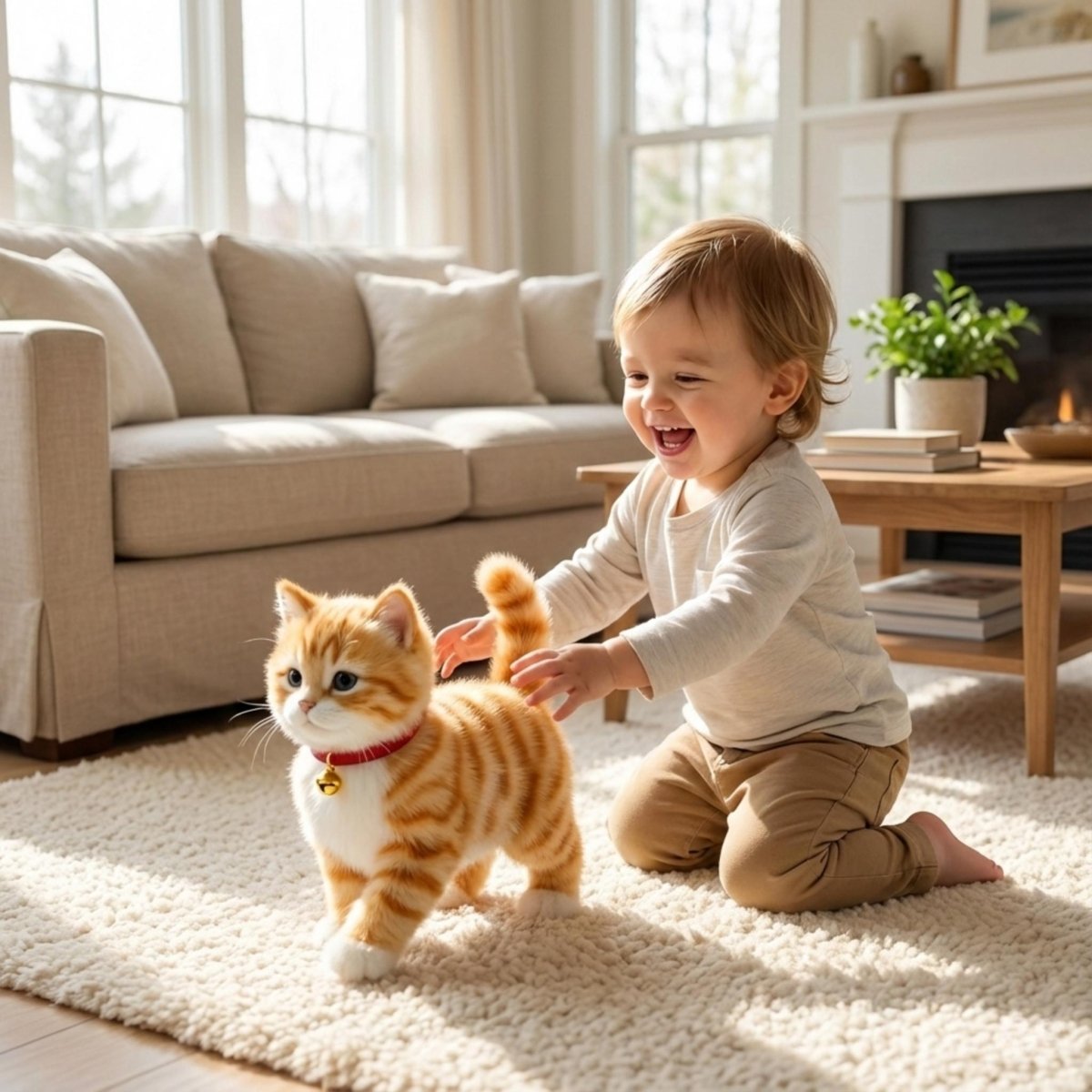 Giocattolo interattivo di peluche per gatti, con movimenti realistici, per bambini