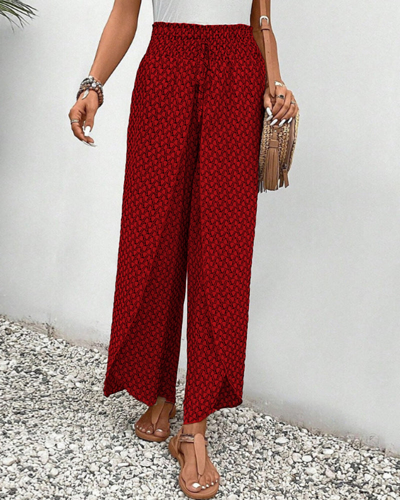 Sophie-Rae - Airy High Waist Trousers with Bohemian Print