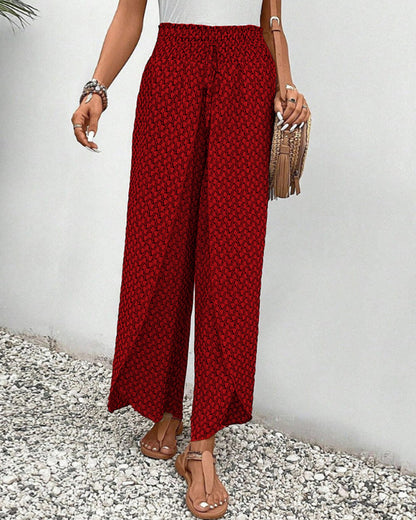 Sophie-Rae - Airy High Waist Trousers with Bohemian Print