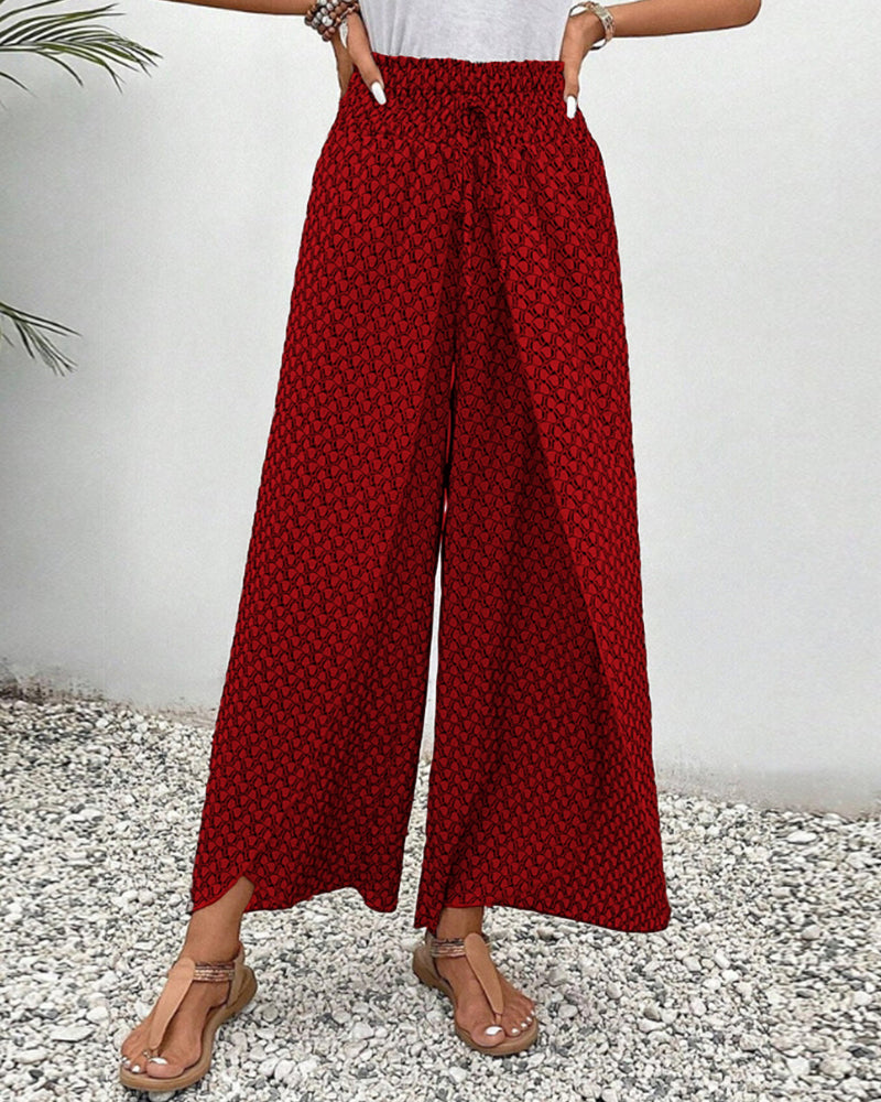 Sophie-Rae - Airy High Waist Trousers with Bohemian Print