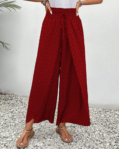 Sophie-Rae - Airy High Waist Trousers with Bohemian Print