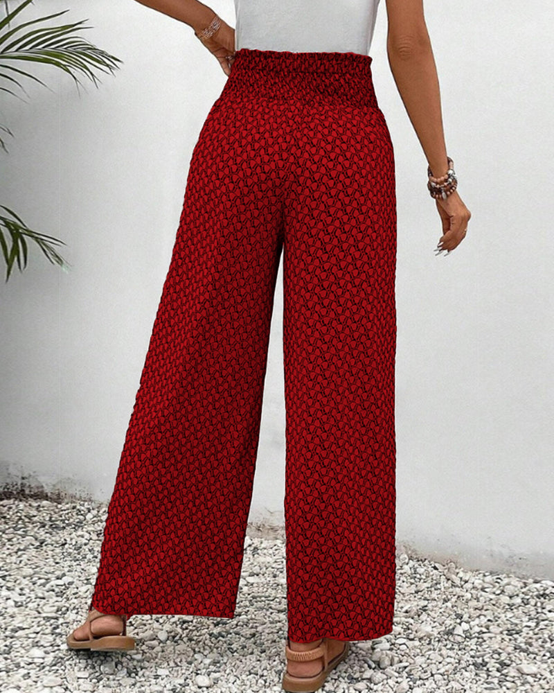 Sophie-Rae - Airy High Waist Trousers with Bohemian Print