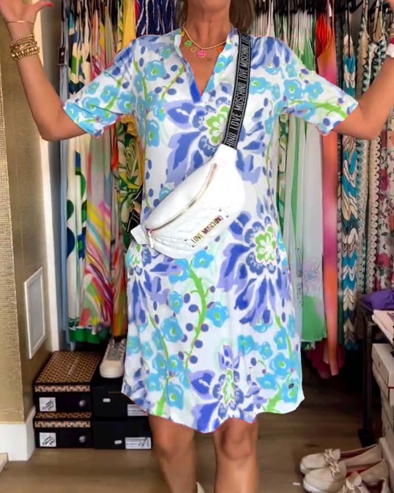 Dress with short sleeves and floral print - Rosalie