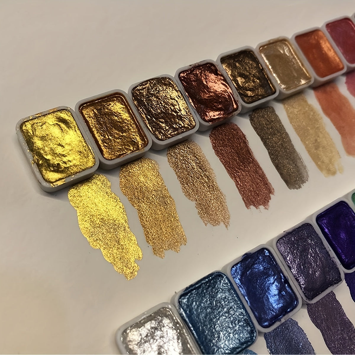 Parelmoerachtige aquarelverfset – 20 kleuren in vaste vorm voor schilderen en kalligrafie