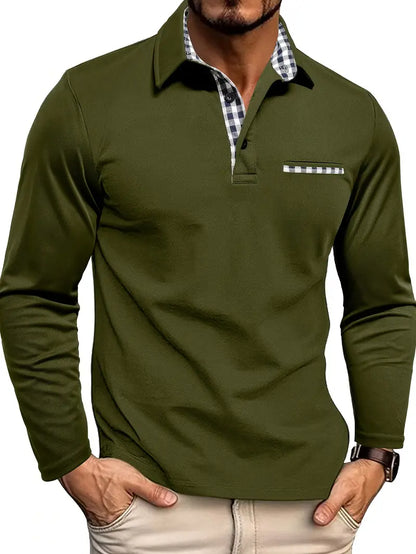 Polo elegante de manga larga para hombre