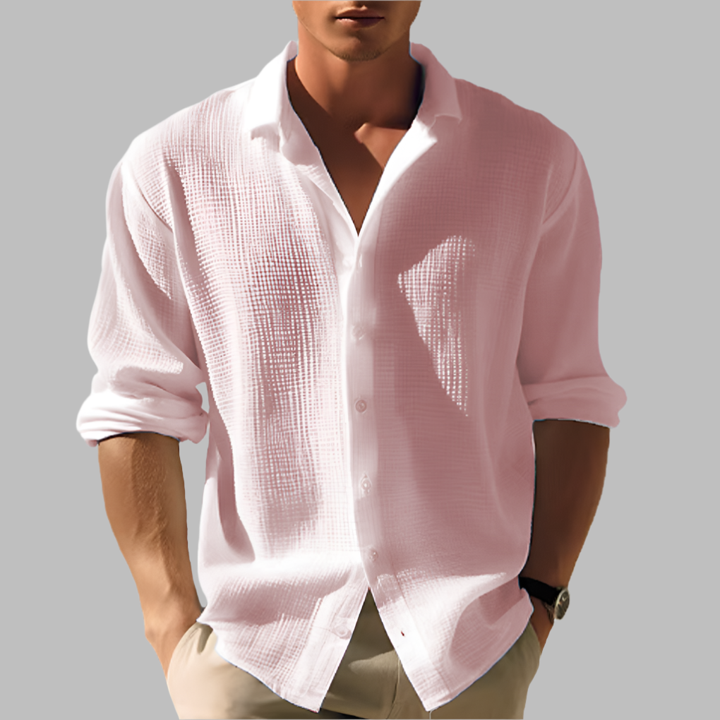 Lightweight Plain Cotton Linen Shirt for Men