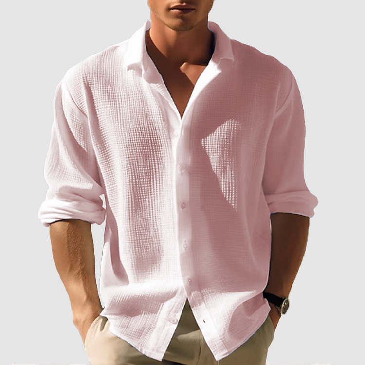 Camicia da uomo a maniche lunghe in materiale leggero e traspirante