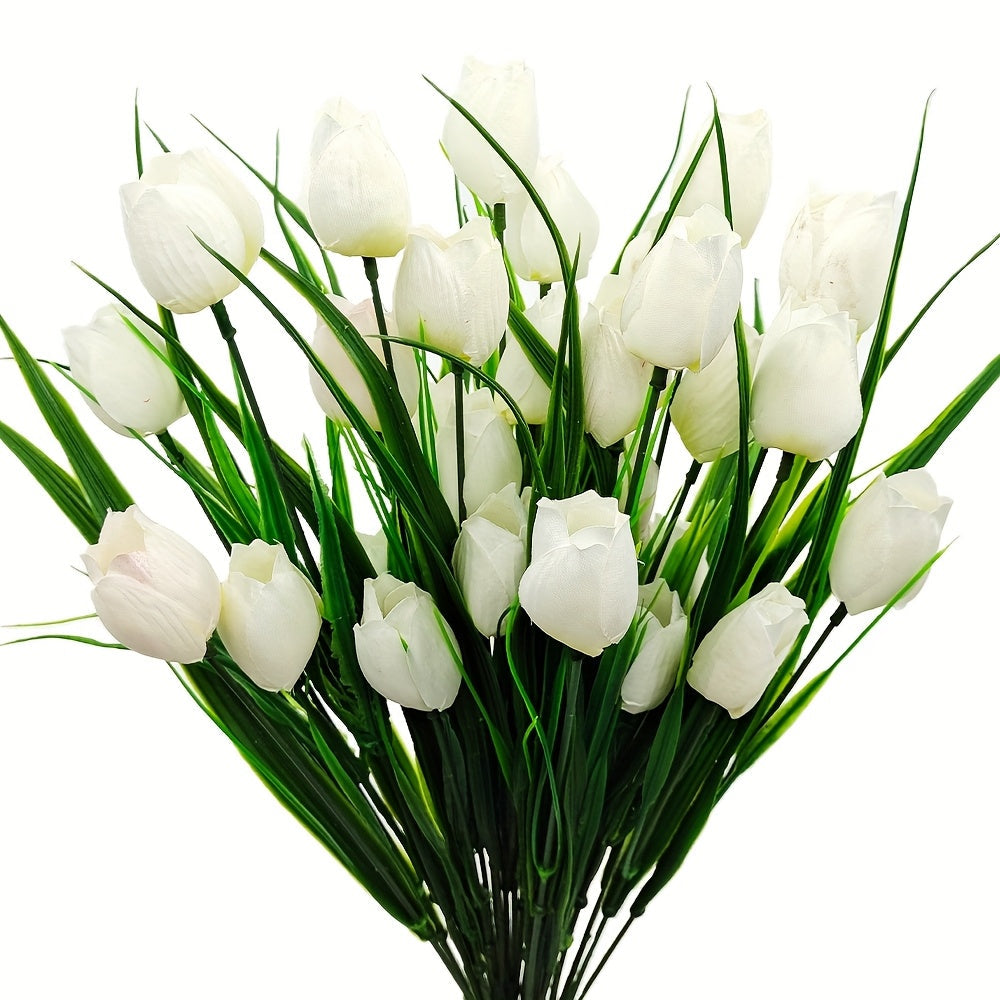 Set of 6 Bunches of Artificial Tulips – UV Resistant and Realistic for Garden and Interior Decoration