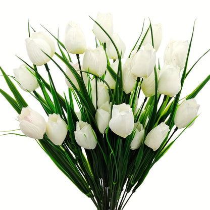 Set of 6 Bunches of Artificial Tulips – UV Resistant and Realistic for Garden and Interior Decoration