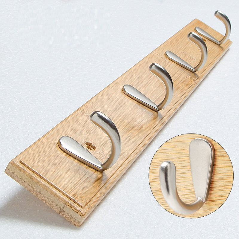 Bamboo Wall Coat Rack with Metal Hooks – Space-Saving Coat Rack without Drilling