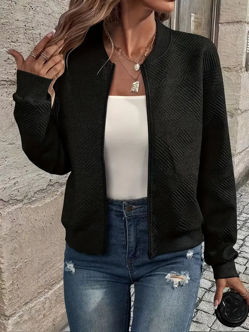 Ladies Light Bomber Jacket with Zip and Ribbed Cuffs