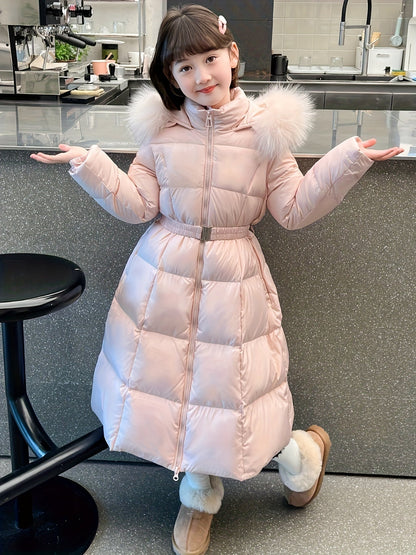 Cotton Winter Coat for Girls, Puffer Jacket with Long Sleeves and Hood - Fiona