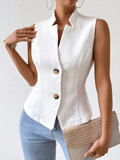 Gilet avec col en V et boutons