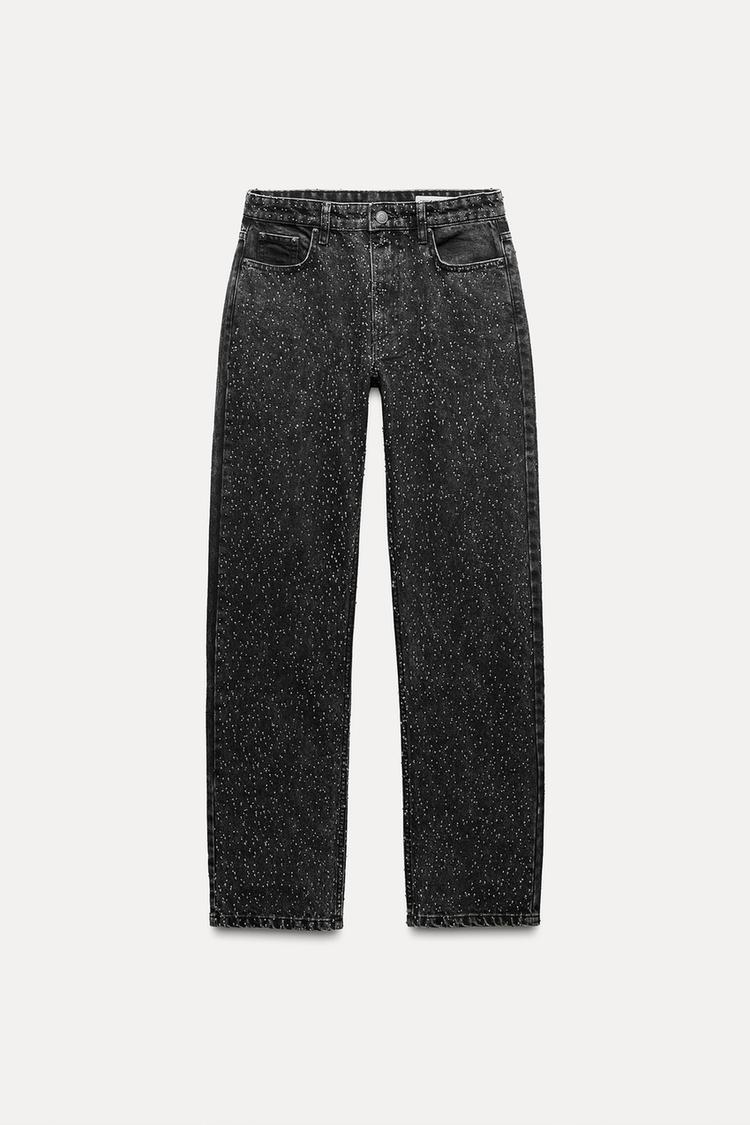 High Waist Glitter Wide Leg Jeans for Women