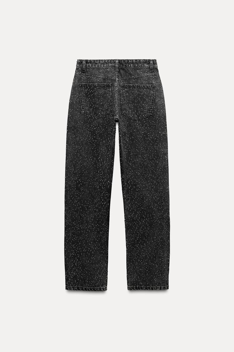 High Waist Glitter Wide Leg Jeans for Women